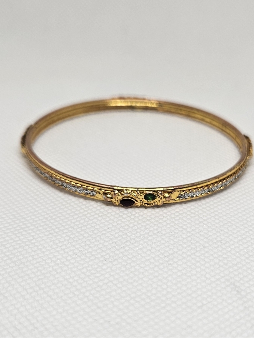 Gold Tone Bangle Bracelet Rhinestone Multicolor Accent Vintage Style